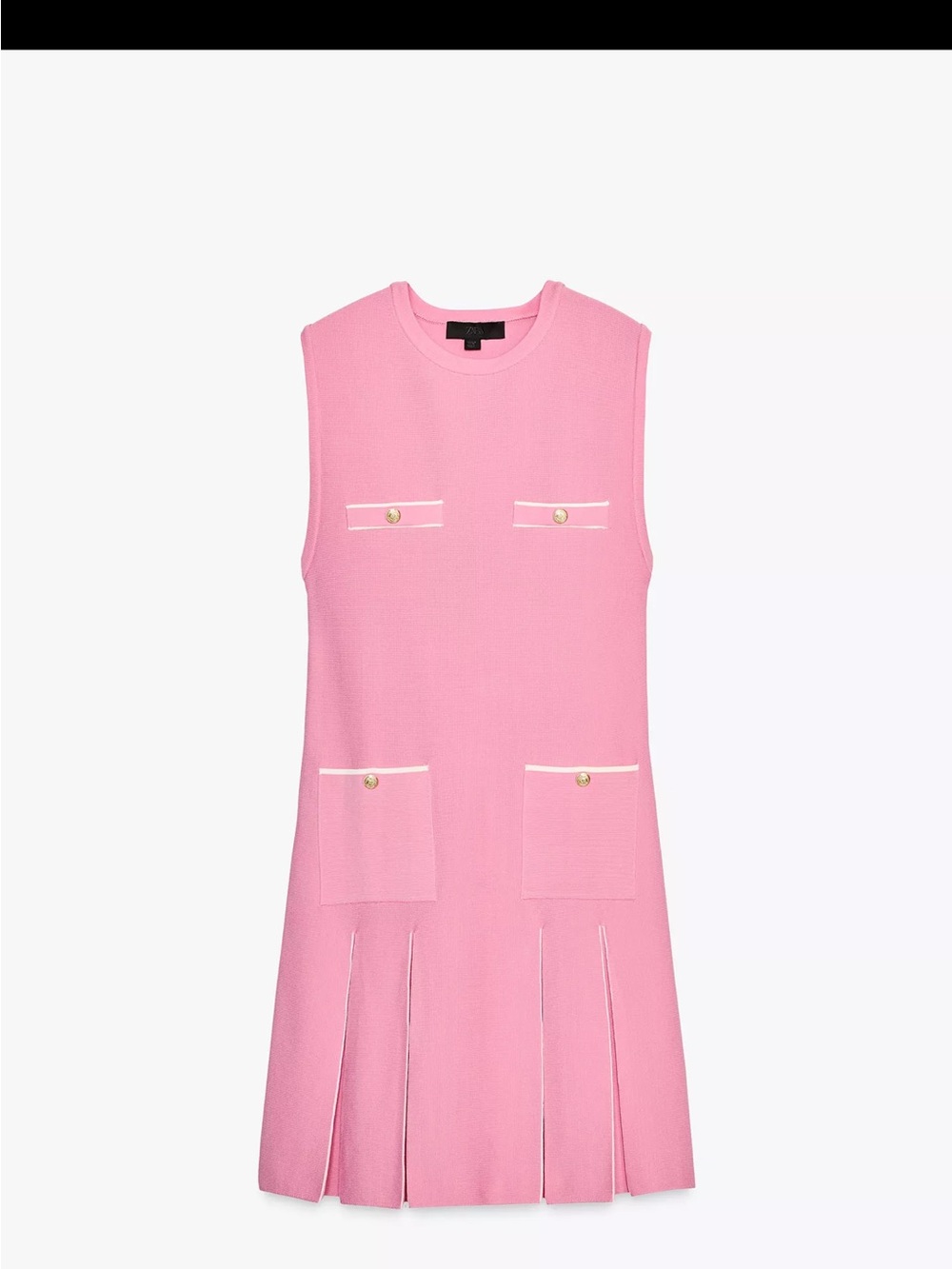 Zara Pink Sleeveless Mini Dress with Pocket Details